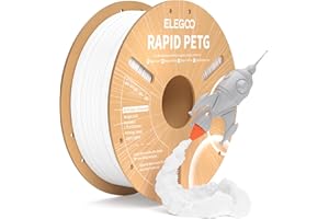 ELEGOO Filamento PETG Rápido 1.75 1KG Blanco, PETG de Alta Velocidad 30-600mm/s para Impresora 3D, Precisión Dimensional +/- 0.02mm, Carrete Filamento 3D, para Mayoría Impresoras 3D