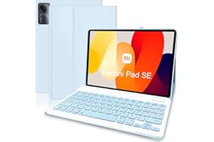 ZABATOCO Funda Teclado para Redmi Pad SE, Magnético Desmontable Teclado, Funda con Ranura para Pencil para Redmi Tablet SE 11', Azul