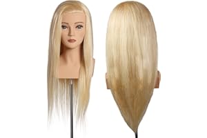 L'IMAGE GMBH L'IMAGE ELENA Testina da parrucchiere bionda con capelli veri di 50 cm, con ciglia