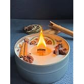 Fully Herbal Soy Candle with Wooden Wick in Metal Box, Sandalwood and Vanilla Scent