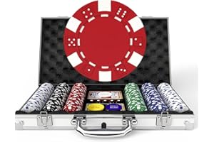 HEITOK Set di Chip da Poker con Custodia in alluminio, 300 Pezzi da 11,5 Grammi, fiches da casinò per Texas Hold'em e Blackjack