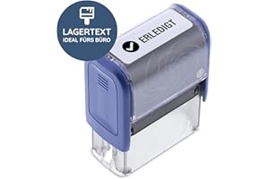 ‎STEMPEL-FABRIK stempel-fabrik – “ERLEDIGT” Selbstfärbestempel – Lagertextstempel zur Kennzeichnung von abgearbeiteten Aufgaben – präziser Stempel ideal für alltägliche Bürotätigkeiten (47 x 17 mm | 1 Zeile)