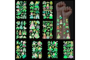 DiULi 10PCS Tatouages Lumineux pour Enfants,Tatouage Brillant Princesse pour Filles - Doux pour la Peau Éphémère - Fête Anniversaire Jeu de Rôle