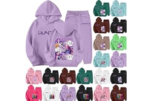 Générique Jogging Survêtement Ensemble 2 Pièces Kpop Demons Hunters Merch pour Fille Imprimés K-Pop Demon Hunter Pull à Manches Longues Kpop Witch Hauts Décontractés Demon Hoodie