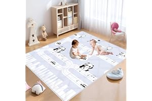 DJEDJEO Tapis d'Éveil Bébé pour Parc, 125x125cm Tapis jeu Enfant avec un Toucher Super Doux, Matelas de sol Enfant Pliable avec Fond Antidérapant, Tapis rampant pour bébé respectueux de la peau pour le Sol
