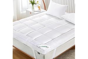 Crizzio® Topper per materasso matrimoniale, 10 cm, extra profondo e super morbido, imbottitura in microfibra traspirante di alta qualità, cinghie angolari resistenti e facili da montare (137 x 190 cm)