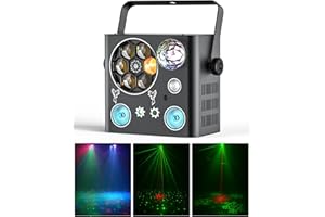 PUZILOZA Discolicht Partylicht Discokugel RGB 5-in1 LED Bühnenlicht DMX-14CH Strahler mit Fernsteuerung Auto-/Sound Steuerung Muster Musikgesteuert für DJ Bar KTV Party Geburtstag