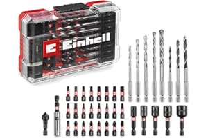 Orijinal Einhell M-CASE 39-Parça Darbeye Dayanıklı Set (25 mm Uçlar, Metal Matkap, Ahşap, Taş, 60 mm Tutucu, Lokma Anahtar, H