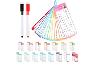 MOOSONO Times Tables Flash Cards, 0-12 Multiplication Flash Cards for Kids with 2 Dry Erase Markers, Educational Math Flashcards Game for 1st to 3rd Grades