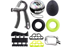 MUMUWIND Kit di allenatori per le mani 8 Pack, allenatori per le dita, palla giroscopica, palla antistress, allenatore della presa, allungatore delle dita, fitness delle mani
