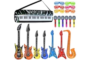 Fivtsme 20 Piezas Instrumentos Musicales Inflables, Inflables Rock Star Toy Set, Accesorios de Instrumentos Musicales Divertidos, Tema de Concierto Decoraciones, para Favores de Fiesta de Cumpleaños