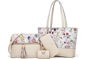 YTL Damen Handtasche Tote Shopper Groß Schultertasche Umhängetasche Geldbörse Kartenhalter Tasche 4-teiliges Set für Büro Schule Einkauf Reise Geschenk