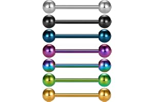 VCMART 7-10 st titan anodiserat kirurgiskt stål tungstänger bröstvårtsring 14 g metall tungpiercing smycken 12-18 mm skivstån