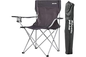 Eurohike Peak Folding Chair with Drinks Holder & Arm Rests for Adults & Kids, Lightweight, Portable, Compact, Ideal for Camping, Festivals, Picnics, Beach & Outdoor Events (Grey)