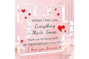 GRELAE Valentines Gifts for Him Her Valentines Day Decorations Gifts for Boyfriend Girlfriend Husband Wife I Love You Gifts for Her Romantic Gifts for Him Birthday Present - Acrylic Puzzle Plaque 10×8.2×1cm