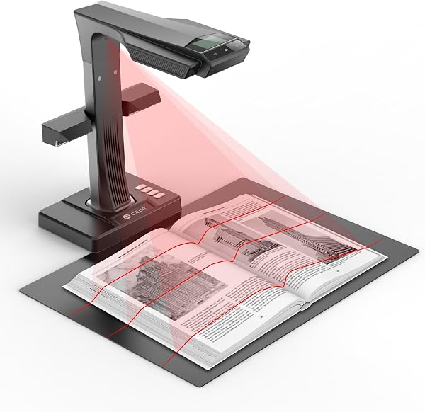 CZUR ET24 Pro A3 Buchscanner 24MP Scanner mit HDMI, A3 Scanner mit Laser Verflachungstechnologie, OCR 180+Sprache, Dokumentenscanner Visualizer für Windows, macOS und Linux - 1