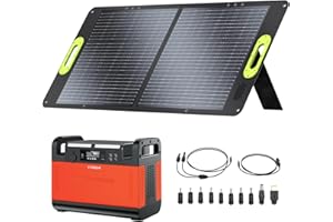 CTECHi Portable Power Station 1500W with 100W Solar Panel, LiFePo4 Battery Backup Power Supply, Foldable Solar Charger for Outages, Camping and Off-Grid Power