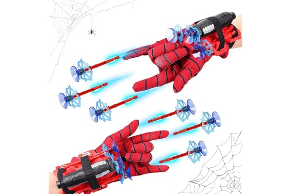 2 ensembles de gants de lanceur, gant de jouet, cosplay de jouet Spider, gant de lanceur de héros, jouet éducatif amusant, accessoires de costume pour enfants