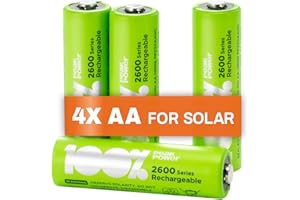 100% PEAKPOWER Solar Akku AA | 4 Stück AA Akku für Solarlampen NiMH 1,2 Volt (1,2V) | wiederaufladbare Batterien für Solarleuchten