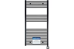 ANAPONT Radiatore da Bagno Elettrico " Green " 4 Timer, Nero, Elettrico Calorifero Asciugamani, Radiatore da Bagno Elettrico, Asciugamani RAL9005 Opaco - Nero, 1175h x 600b