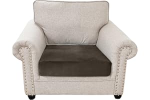 QELUS Velvet Sofa Seat Cushion Cover, 1/2/3/4 Seaters L-Shaped Couch Seat Slipcover, Furniture Protector Cover Separated (Khaki,1 Seater)
