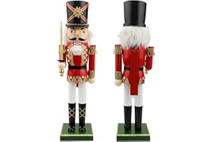 Jodsen Grande Soldado Cascanueces de Madera de Navidad 38cm/15inchs Figuras de Marionetas Adornos Cascanueces de Navidad Adornos de Navidad para Decoración Tradicional del Árbol de Navidad Festival
