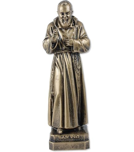 Statue Saint Padre Pio Peinte à La Main - H 19 Cm - Artisanat Italien De Qualité