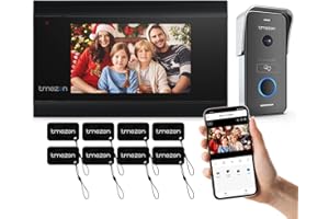 TMEZON WiFi Visiophone Connecté Interphone Vidéo 2 Fils,7 Pouces Moniteur écran Tactile et 1080P Sonnette Vision Nocturne,Audio Bidirectionnel,APP Unlock à Distance,RFID Cartes,Visiophone sans Fil