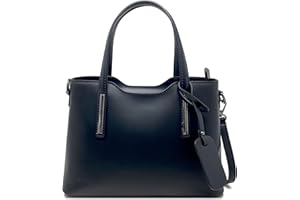 Chicca Borse Borsa a Mano Elegante Donna in Pelle Italiana Rigida Taglia Media con Tracolla
