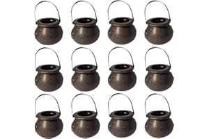 NIU MANG 12 Pcs Mini Black Candy Kettle for St. Patrick's Day, Mini Cauldron Kettles Cups with Handle for Halloween, St Patrick's Day Party Favors Decoration(12Pcs Black)