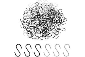 Bewudy 100 ganchos en S pequeños, 14 mm Mini S, pequeños conectores de metal, ganchos de alambre en forma de S, para manualidades, joyas, llaveros, etiquetas colgantes (plata y negro)