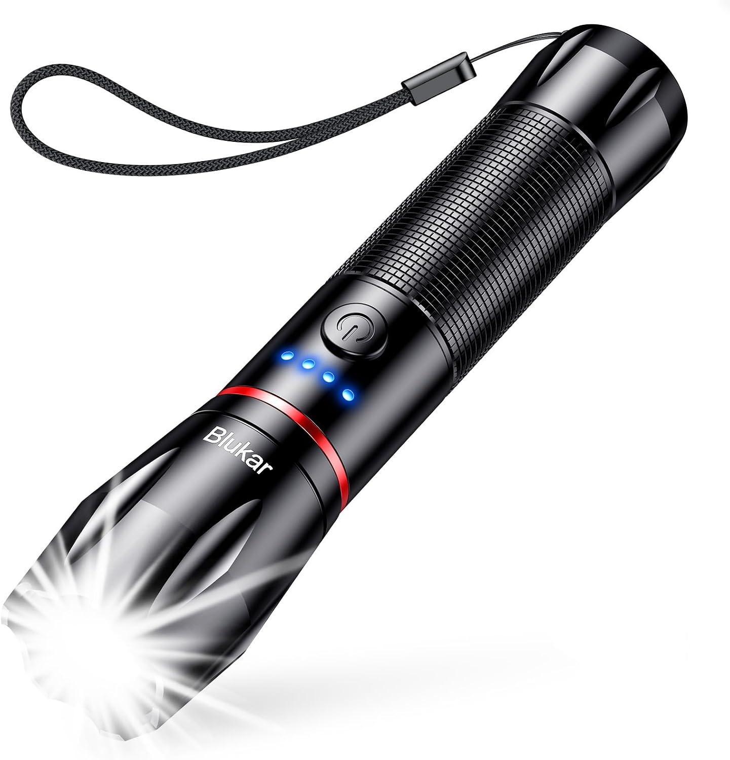 Blukar Lampe Torche LED Rechargeable, 2000L Lampe de Poche Ultra Puissante | IPX6 Étanche, 5 Modes d'éclairage & Zoomable, Torche en Aluminium & Longue Durée pour Camping/Randonnée/Urgence
