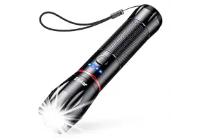 Blukar Linterna LED Recargable, Super Brillante Linternas de Aluminio | 5 Modos de Luz, 2000L Flashlight de Mano Impermeable, Enfoque Ajustable para Camping, Senderismo, Emergencia, DIY
