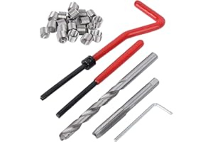 Kit d'inserts de réparation de filetage, outil à main, kit d'insert de réparation de filetage M7 avec boîte en plastique transparente pour machines de traitement (lot de 25)