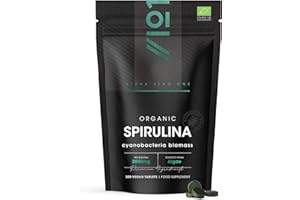 Organic Spirulina 1000mg | 300 Vegan Tablets - Pure Supplement Formula with No Additives – Certified Organic, Non GMO, Gluten Free, Halal by Alpha01