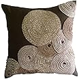 The HomeCentric Beige 40x40 cm Lino Di Cotone Federa Per Cuscino, Stella Marina, Ecopelle Metallizzata Oro, Applique, Ricamo Cotone Fodere per cuscini per divano - Gold Scaly Starfish