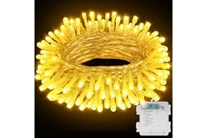 Buudala Guirlande Lumineuse de Noël à Piles, 11M 110 LED Lumières de Noël Intérieur et Extérieure avec Fonction Mémoire, 8 Modes Guirlande Lumineuse Sapin pour Jardin, Chambre, Fête, Blanc Chaud