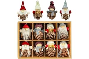‎HERZONE HERZONE 8pcs Weihnachtswichtel Anhänger Weihnachtsbaumanhänger Tannenzapfen Wichtel Weihnachtsdeko Set Mini Wichtel Baumschmuck Weihnachten,Deko wichtel Weihnachts Anhänger (8Wichtel)