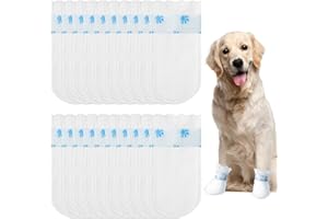 DEILONIE Waterproof Dog Socks, 20PCS Disposable Dog Boots, Dog Paw Bandage, Disposable Waterproof Dog Shoes, Stop Licking Dog Shoes, Paws Protectors for Pet, Waterproof Socks for Dogs (M)