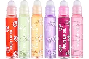FELLFLYING 6 Fruity Roll Lip Gloss, Huile à Lèvres Baume à Lèvres Brillants à Lèvres Fruits Transparente, Glossy Lip Gloss Set pour Soin des Lèvres Et Garde Les Lèvres Hydratées