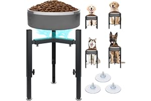 WAAYANG Elevated Raised Dog Bowl Stand, 4 Adjustable Heights 6-10" Wide Magnetic Single Raised Dogs Food Water Bowls Holder Upgrade Metal Dog Feeder for Large Medium Small Dogs(excluding bowl)