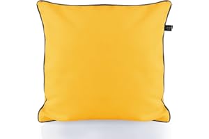 LILENO HOME Juego de 2 fundas de cojín para exteriores, 60 x 60 cm, color amarillo y gris, sin relleno, funda de almohada impermeable con cremallera, para exteriores