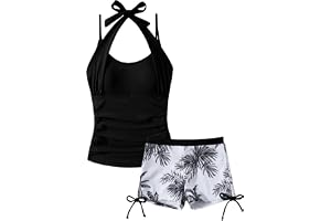 Happy Cherry flicka baddräkt 2-delad tankini med remmar tryckta badshorts med dragsko barn badmode tonåring badkläder sommar strand