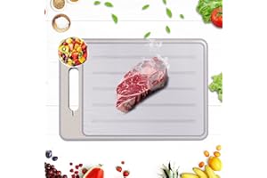 rápida Tabla de descongelar, Bandeja descongelación, Tefelan rápida Tabla de descongelar, 4 en 1, con Afilador de Cuchillos Integrado y Rallador de Especias, Bandeja descongelación-Blanco