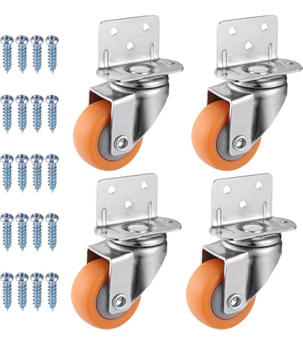 JIASI&JIESY - Lot De 4 Roulettes Pour Meubles, Avec Frein, 25 Mm, Petites Roulettes Pivotantes Avec Frein, Capacité De Charge 45 Kg, Avec 20 Vis, 1 Tournevis, Pour Meubles, Crèches