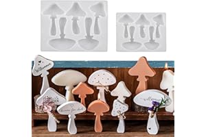 YODOYO 2 Stück Pilz Silikonform, Silikonformen Gießformen, 5 Verschiedene Formen Pilz Kerzenformen Gießformen Silikon, Verwendet Für Beton, Zement, Gips, Harz, Seife, Wachs, Ideal Desktop Handwerk