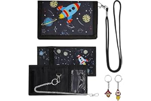 AYSYR Kids Wallets for Boys and Key Set,Grills Wallet Set,Kids Wallet Trifold with Zippered Coin Pocket,Wallets Anti-Theft Space,Boys Purses with Photo Compartment,Metal Chain