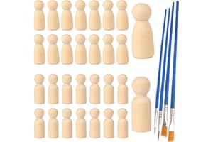 LWTSRP Bonhomme en Bois, 30 Pièces 53mm Poupée Bois à Peindre, Non Finies Poupées, Figurines à Peindre, Personnage pour DIY Artisanat, Décoration d'anniversaire et Noël