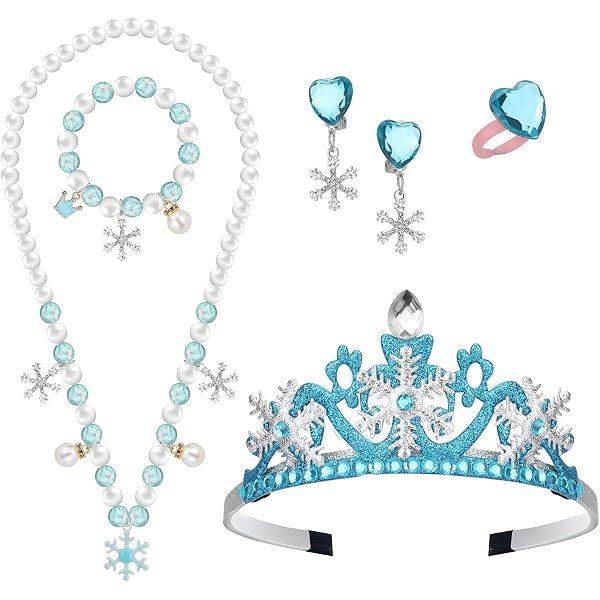 Enfants filles Elsa Sofia Belle princesse accessoires raffinement perles collier Bracelet bague boucle d'oreille bijoux 5 pièces ensembles  1501