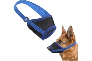 XIXKOLYU IXKOLYU Bozal para Perros Grandes, Transpirable, Suave, antimordida, masticación, sin ladridos, bozal de Malla de Aire, con Reflectante y Ajustable, S